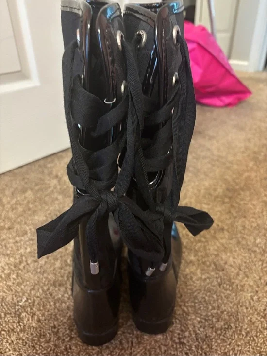 Coach Black Logo Tall Rain Boots - Picture 3 of 4